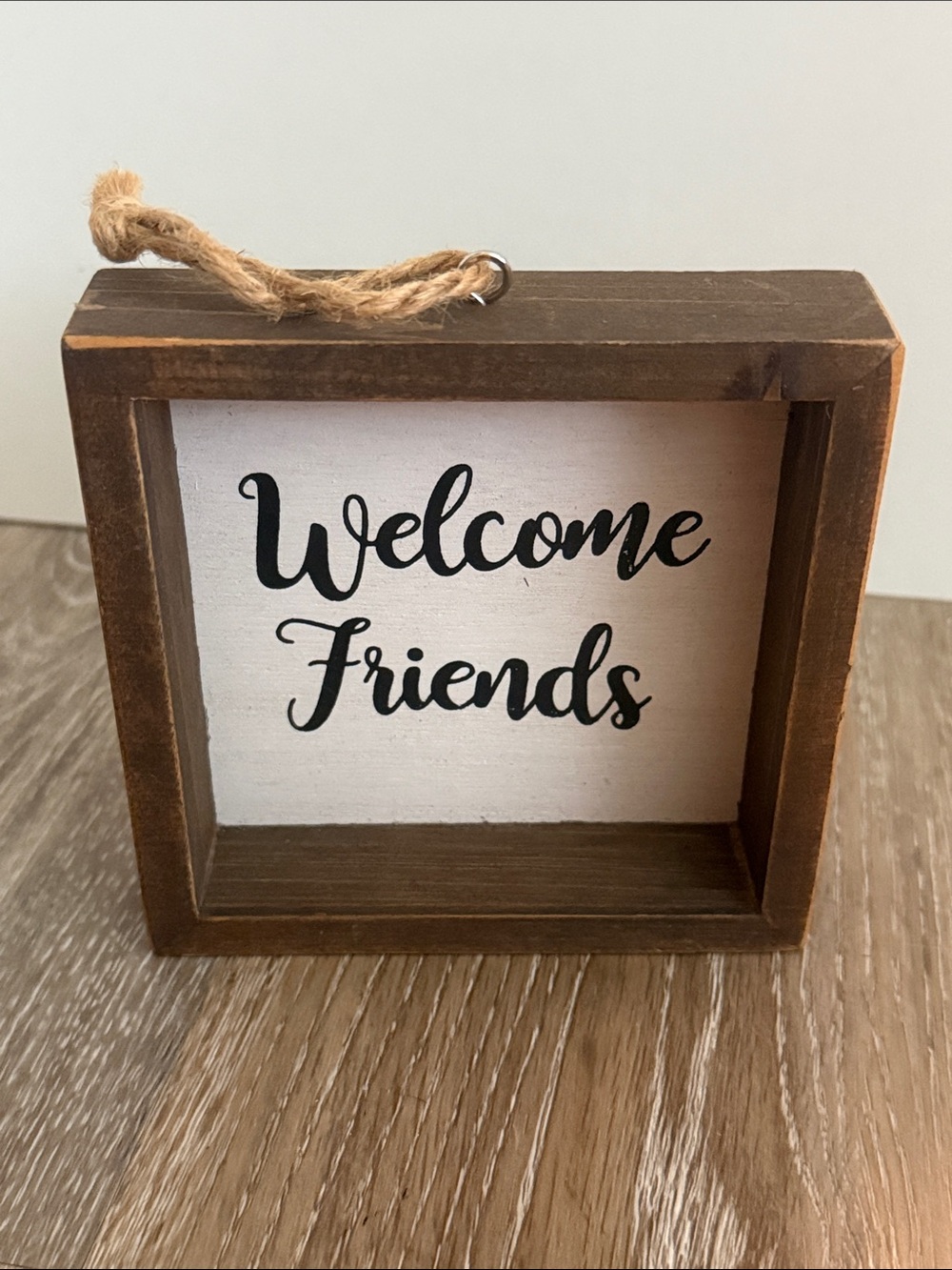 Hobby Lobby Welcome Friends Mini Rustic Wood Box Sign Hanging Tabletop Plaque